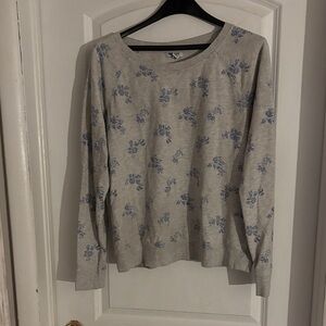 Old Navy Gray Sweatshirt with Blue Floral Print